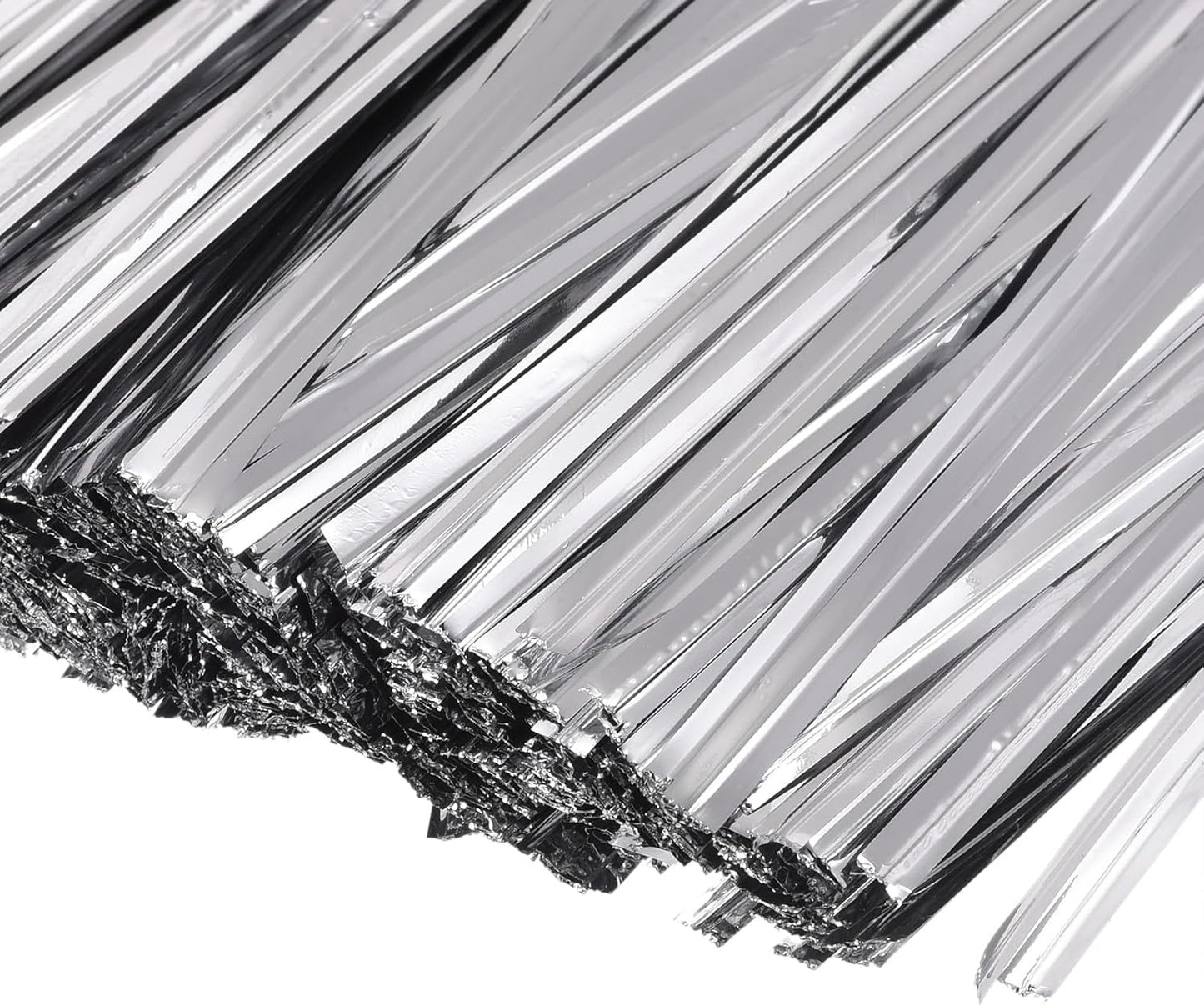 MECCANIXITY Foil Twist Ties 12" 30cm Metallic Plastic Closure Tie for Tying Bread, Candy, Cookies, Gift Bags Arts Crafts Ties Silver Tone Pack of 750