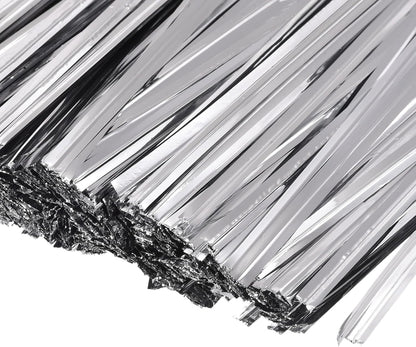 MECCANIXITY Foil Twist Ties 7" 18cm Metallic Plastic Closure Tie for Tying Bread, Candy, Cookies, Gift Bags Arts Crafts Ties Silver Tone Pack of 750