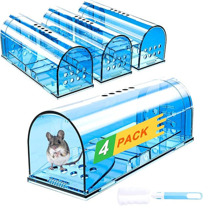 4 Pack Humane Mouse Traps, Live Mouse Traps Indoor for Home, Reusable Mice Small Rat Trap Catcher for House & Outdoors