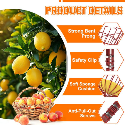20FT Reach Fruit Picker Pole with Basket Telescoping, Apple Picker with 3-12FT Telescoping Pole for Apple Orange Lemon Mango Avocado Guava Fruit Picking