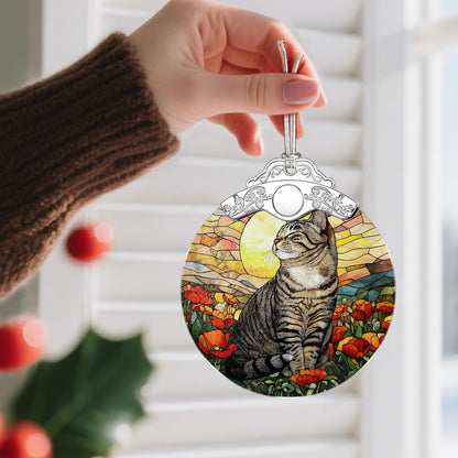 Stained Glass Ornament, Christmas Ornaments, Christmas Decorations for Tree, Holiday Ornament, Gifts for Cat Lovers, Holiday Party Gifts, Gift Ideas & Xmas Gift - Cat