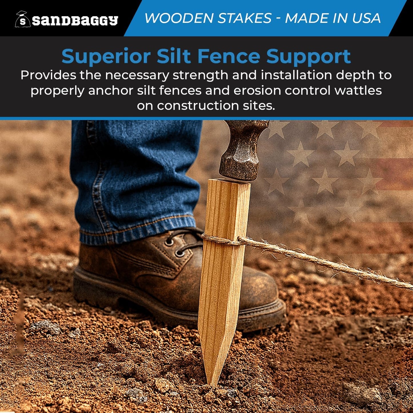 Sandbaggy 3 Ft Wood Stakes (1" X 3" X 36") - Made in The USA - 3" Extra Wide Stakes for Concrete Forms, Garden, Yard, Grading, Survey, Plants, Signs (Douglas Fir Wood, 5000)