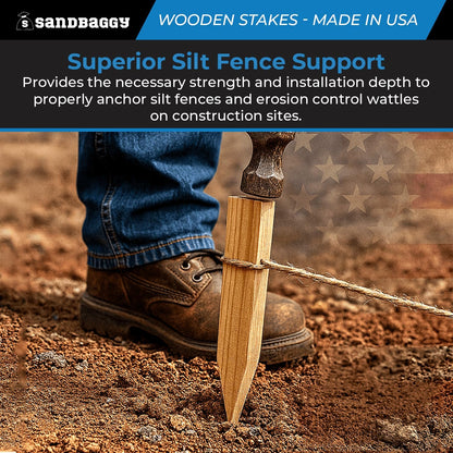 Sandbaggy 3 Ft Wood Stakes (1" X 3" X 36") - Made in The USA - 3" Extra Wide Stakes for Concrete Forms, Garden, Yard, Grading, Survey, Plants, Signs (Douglas Fir Wood, 5000)
