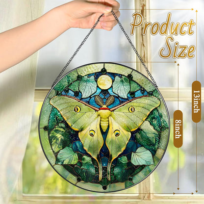 Luna Moth Sun Catcher, 8 Inch Stained Glass Suncatcher, Stained Glass Window Hanging, Luna Moth Indoor Decor, Idea Gift, Gift Exchange