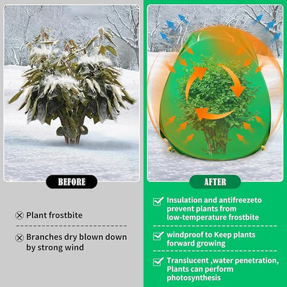 4 Pack Plant Covers Freeze Protection, Pop Up Shrub Frost Covers for Outdoor Plants Warm Plant Protectors Tent for Winter Protecting Fruit Potted Plants and Shrub from Freezing Animals Eating(22x22x23
