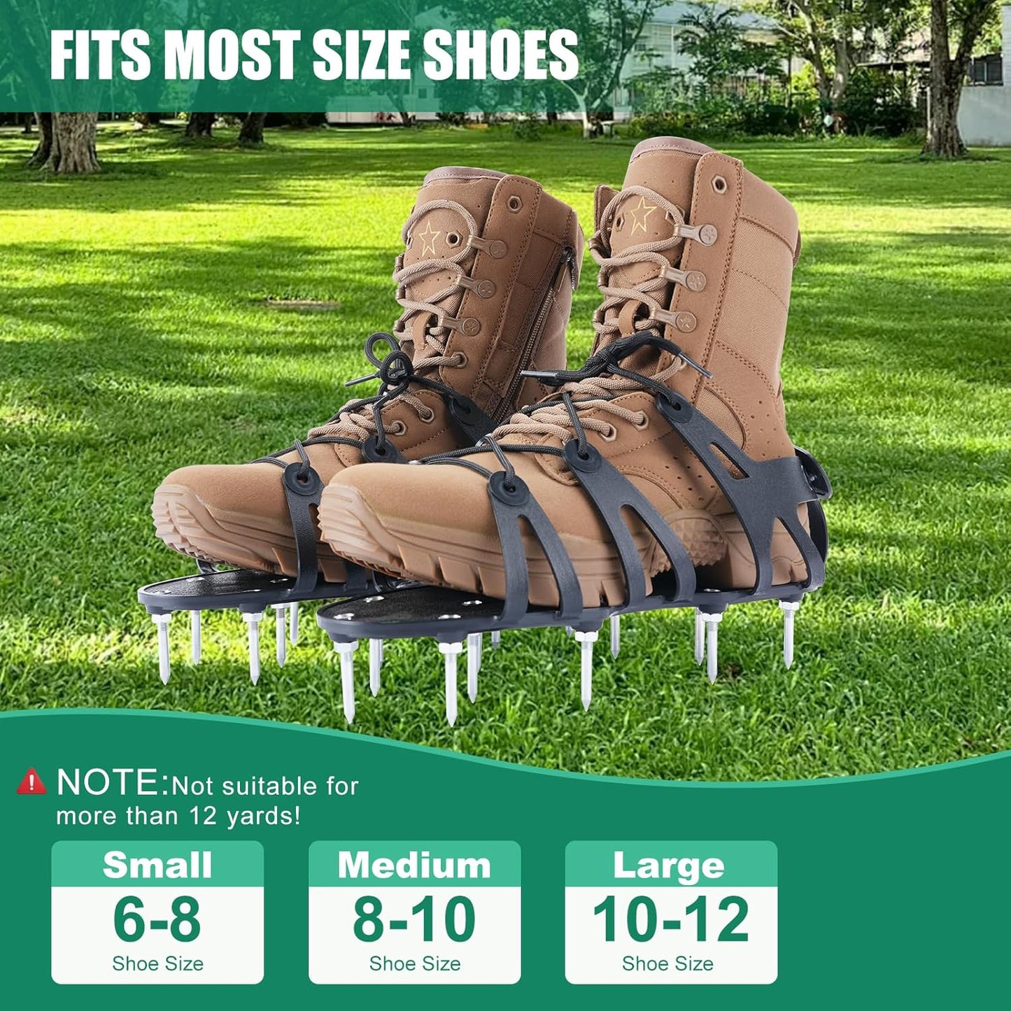 Professional Lawn Aerator Shoes with Spiked Design &Adjustable Wrap Lacing-Flexible Bendable Sole for Natural Walking,Ergonomic Gardening Tools for Professional Landscapers & Homeowners