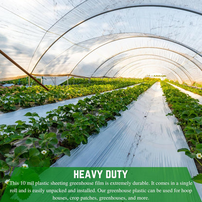 Farm Plastic Supply - String Reinforced 4 Year UV Resistant 10 mil Clear Greenhouse Plastic Sheeting - 4 Year UV Resistant Polyethylene Greenhouse Film, Hoop House Green House Cover (42' x 75')