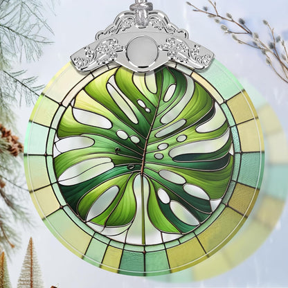 Monstera Leaf Stained Glass Orament - Christmas Ornament - Christmas Decorations for Tree - Holiday Present ldeas - Gift Exchange