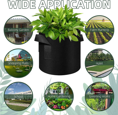 150-Pack 10 Gallon Grow Bags Bulk, Heavy Duty Thickened Nonwoven Fabric Pots with Handles, Felt Breathable Planter Bag, Garden Growing Bag for Vegetable Flower Plants Fruits, Black