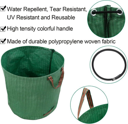72 Gallons Garden Bag Collapsible Reuseable Heavy Duty Garden Waste Bags for Lawn Yard Leaf Trash Debris Garden bags with Gardening Gloves(3-Pack)