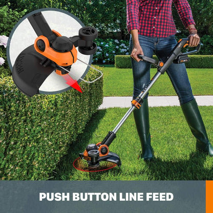 Worx 20V String Trimmer Cordless & Edger 3.0 + Leaf Blower Cordless with Battery and Charger Turbine, Black and Orange