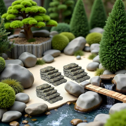 3 Pcs Miniature Resin Bridge Stair Stone Straight Bridge Stairs Stone Steps Garden Fairy Ornament Flower Pot Plant Micro Landscaping Decor Bonsai Craft Straight Stairs Outdoor Statues Outdoor Décor