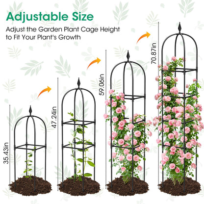 2 Pack Garden Obelisk Trellis for Climbing Plants, 71" Metal Rustproof Plant Support Rose Trellis