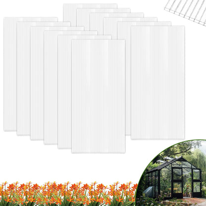 6 Pcs Polycarbonate Greenhouse Panels Polycarbonate Sheets Twin-Wall Roof Panels Waterproof UV Protected Clear Corrugated Plastic Roofing for Greenhouse Replacement(4' x 2' x 0.24'')