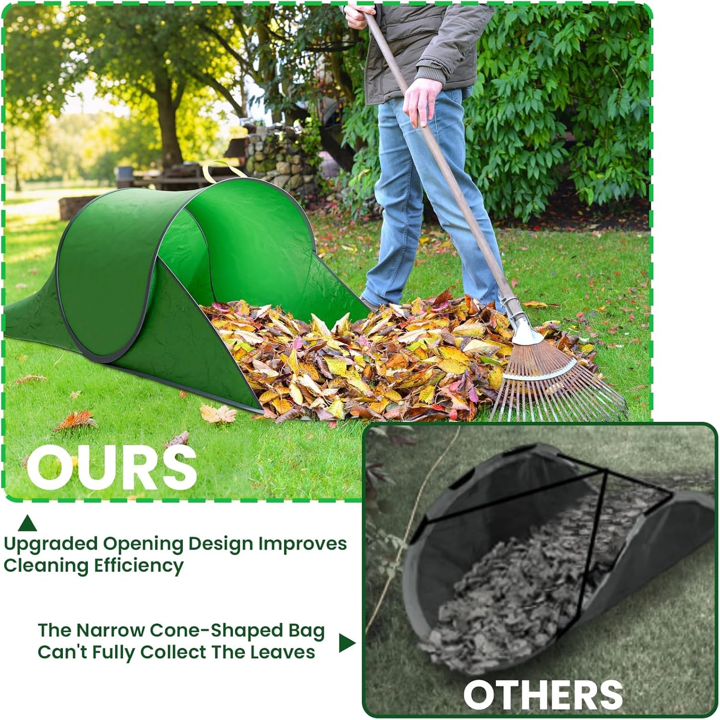 Leaf Collector, Foldable Lawn and Leaf Bags for Leaf Collection, Reusable Leaf Collector Bag for Leaves, Grass and Lawn Trash