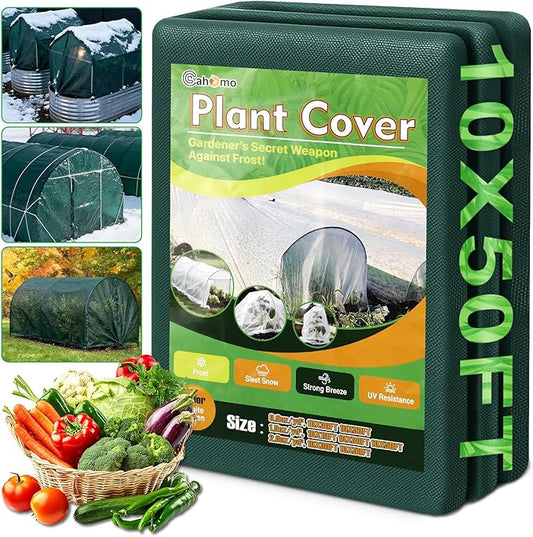 Green Plant Covers Freeze Protection, 10 x 50 ft - 1.5 oz/yd² Frost Cloths for Outdoor Plants, Tree Covers Freeze Protection, Winter Garden Blanket, Sun Cover for Plants for Greenhouse, Vegetables