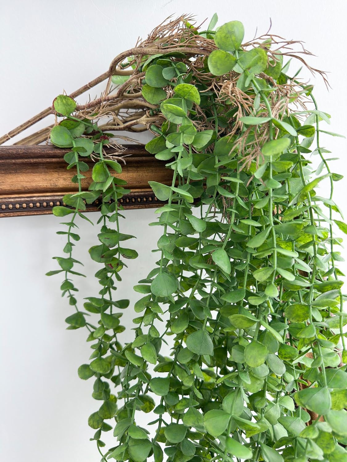 3 Eucalyptus Stems Artificial Hanging Plant, Fake Plastic Hanging Greenery Stems with Roots for Home Farmhouse Wall, Ceiling, Bathroom, Mantle, Outdoors Porch Decorations (3, Eucalyptus)