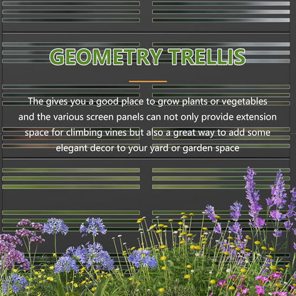 Casaphoria 47"x47" Metal Raised Garden Bed with Trellis(2 Pack), Outdoor Planter Box with Wheels & Drainage Holes for Climbing Plants, Flowers, Elevated Garden Kit with Privacy Screen, Black-Harold