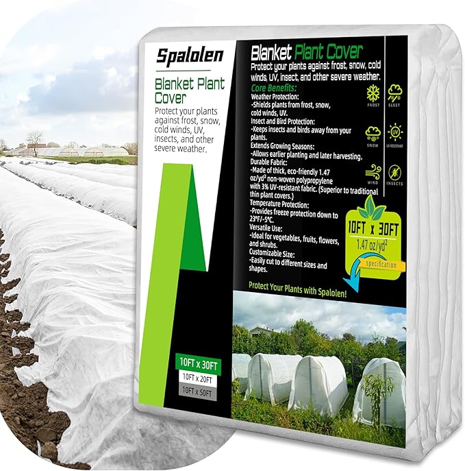 Plant Covers Freeze Protection, 10ft X 30ft Floating Row Cover 1.47 oz/yd² Fabric, Garden Frost Cloth Frost Blanket Plant Frost Covers for Outdoor Winter Frost/Sun Pest Protection - White