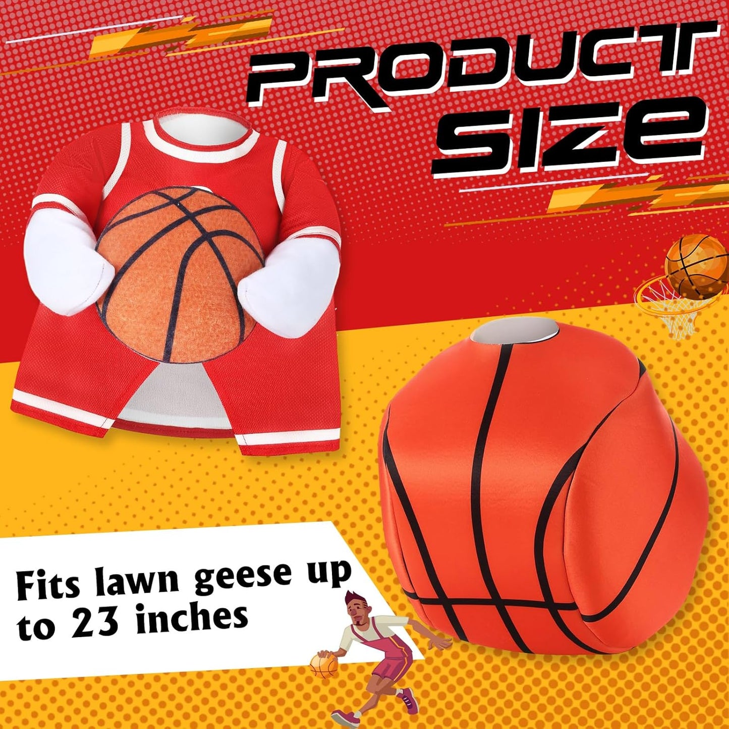Abbylike 2 Set Basketball Goose Outfit Basketball Costume Lawn Porch Game Day Clothes for 23" Goose Outdoor Patio Yard Lawn Art Celebrations Decor