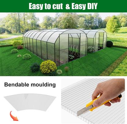 Polycarbonate Greenhouse Panels 24 Pack 4' x 2' x 0.16" Twin-Wall UV-Protected All Weather Plastic Roof Panel Clear Replacement Sheets for Garden Fences, Furniture DIY,Outdoor Roofing