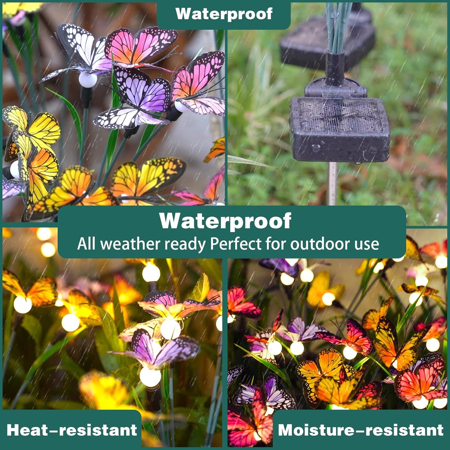 TONULAX Solar Garden Lights - Swaying Butterfly Light, Swaying in The Wind, Solar Outdoor Lights, Yard Patio Pathway Decoration, High Flexibility Iron Wire & Realistic Butterflies(4 Pack)