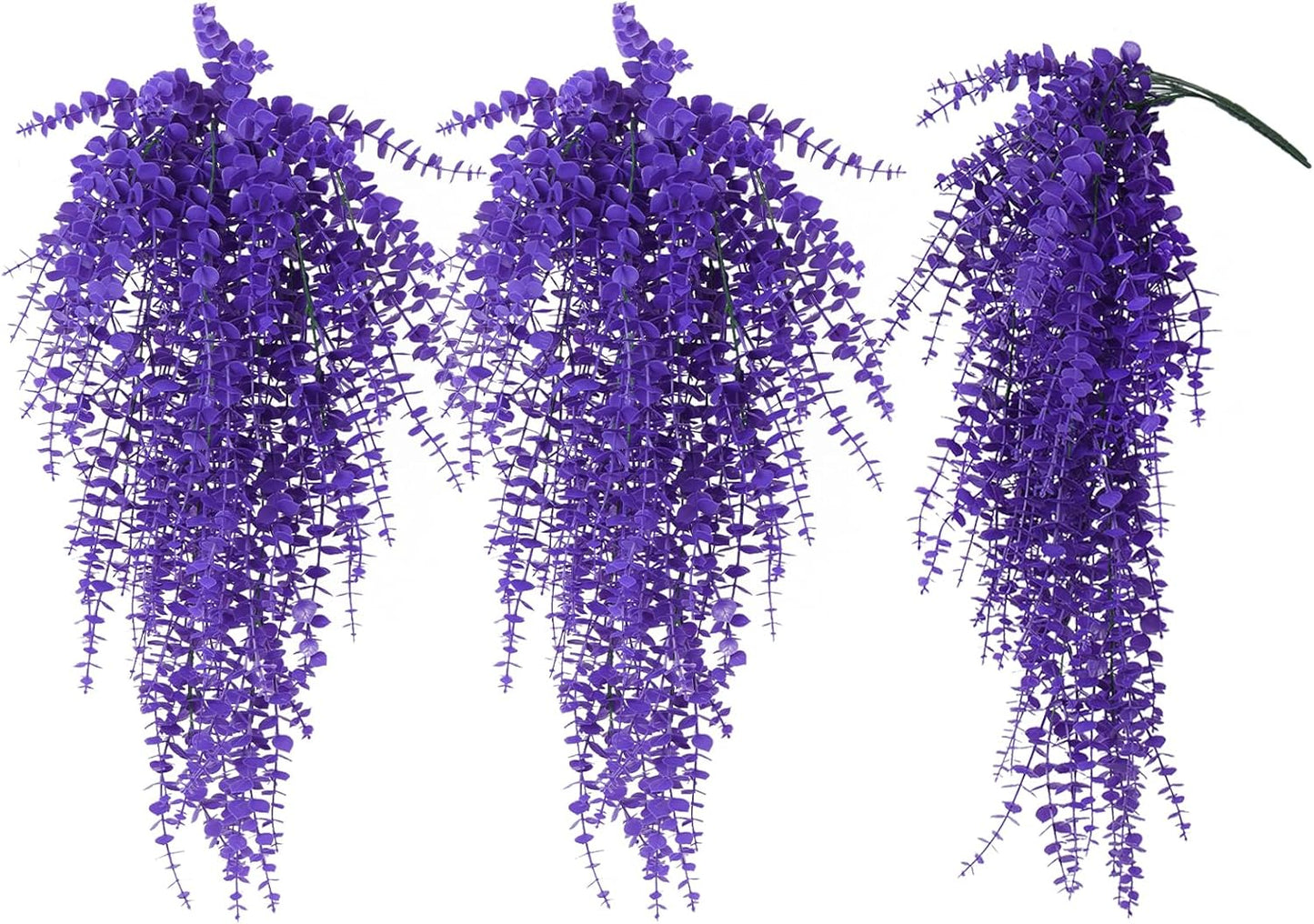 RECUTMS Artificial Hanging Plants Fake Plants Greenery Vines Aritificial Plants Eucalyptus Purple Leaves Hanging Vines Plant Colorful Outdoor Faux Vines Wall Decoration(Pure Purple)