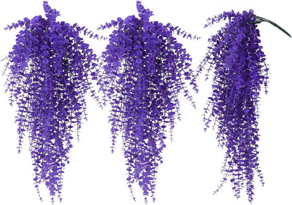 RECUTMS Artificial Hanging Plants Fake Plants Greenery Vines Aritificial Plants Eucalyptus Purple Leaves Hanging Vines Plant Colorful Outdoor Faux Vines Wall Decoration(Pure Purple)