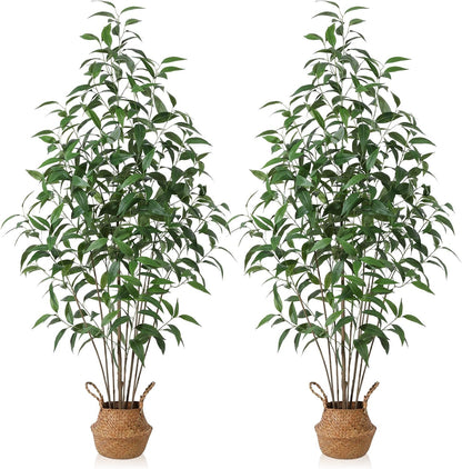 Artificial Eucalyptus Tree,6Ft Tree Fake Plant in Pot for Home and Office Decor,Potted Faux Plants Tall Artificial Trees for Indoor,Outdoor,Lifelike Home Decoration 2Pack,Green