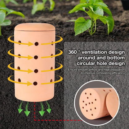 Underground Worm Farm Garden Red Pottery 11Inch vermicomposting Bin for use in Outdoor Gardening with Holes and Lid Outdoor Worm Compost Bin for Garden Beds & Home Use