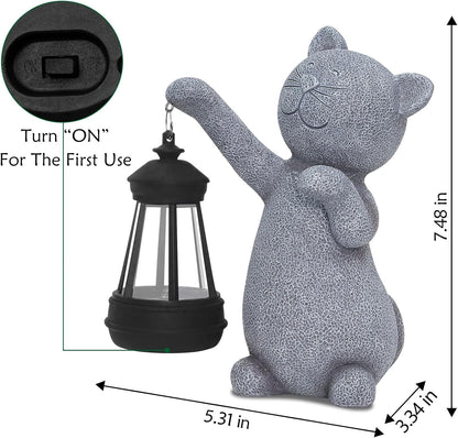 Statues for Garden Decor，Solar Cat Outdoor Statues Outside Decor for Yard Art Lawn Ornaments Porch Patio Balcony Hoe House - Birthday for Grandma Mom Women