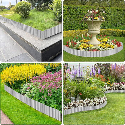 Corrugated Metal Garden Edging 6inch x 40ft, Landscape Edging Border, Flower Bed Edging Borders, Galvanized Edging Long Strips Yard Border for Lawn Edging Borders, Plants, Walkways (Silvery)