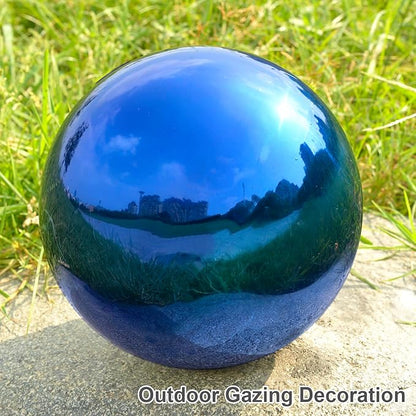 Nerien 8 Inch Gazing Ball, Stainless Steel Garden Mirror Globe, Polished Ornament Sphere, Hollow Floating Reflective Hemisphere, Home Outdoor Pond Housewarming Swimming Pool Decoration Gift, Blue