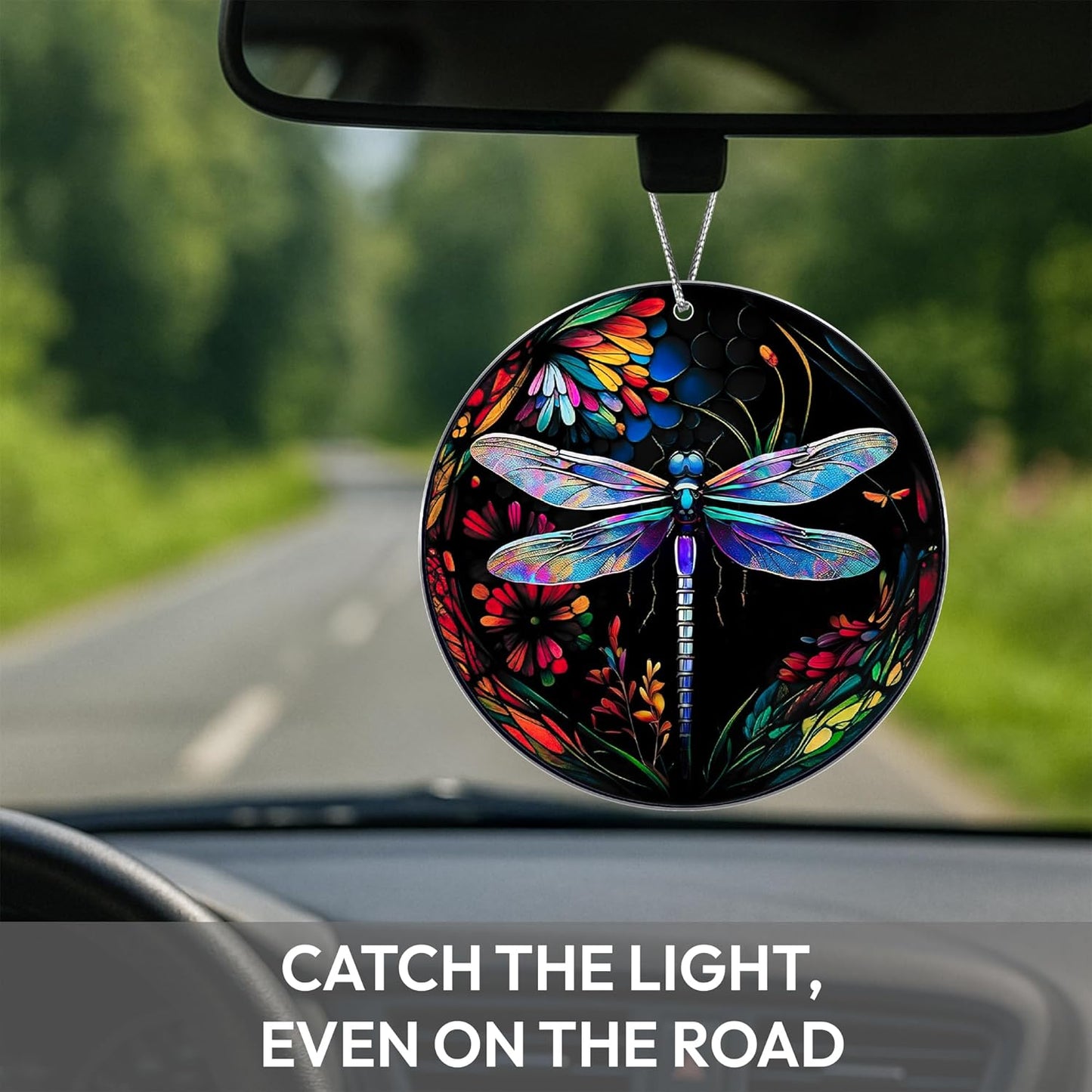 Dragonfly Gifts for Women, Dragonflies Decor Suncatcher Effect, Dragon Fly Stained Glass Effect, Dragonfly Ornaments for Christmas Tree Decoration, Birthday Gift for Mom (Nocturne Dream)