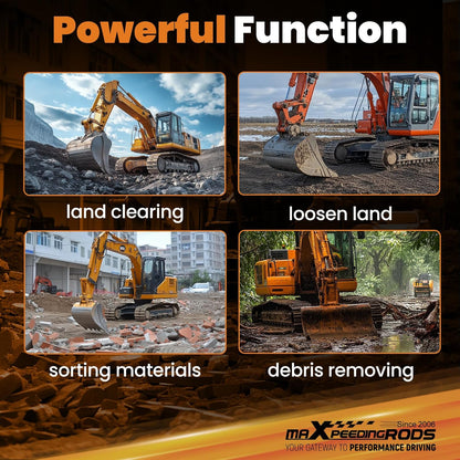 maXpeedingrods Mini Excavator Rake, Wide Backhoe Rake for 0.8-1.5T Excavators, Hydraulic Tilt Excavator & Backhoe Attachment for Excavator