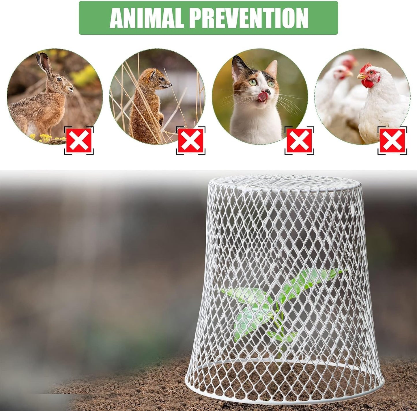 20 Pcs 8inch Chicken Wire Plant Covers,Wire Garden Cloches Chicken Wire Cloche Plant Protector Metal Heavy Duty Garden Plant Cloche for Keeping Bunnies Chicken Squirrels Birds Other Out