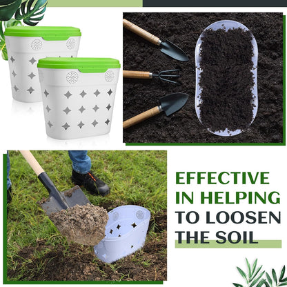 2 Pack InGround Worm Composter,8 Gallon Outdoor Compost Bin for Garden Beds,14.3 x 7.3 x 16.8 inches Vermicomposting Worm Farm System for Kitchen Waste