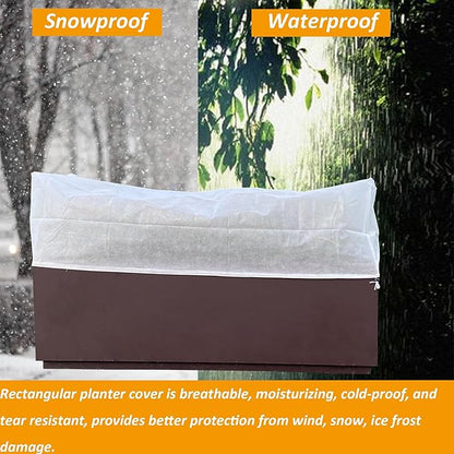 2 Pcs Rectangular Plant Box Cover Winter Plant Covers Freeze Protection Frost Covers for Flower Boxes with Drawstring for Outdoor Balcony Windowsill (39.3 x 17.7 x 15.7 in)