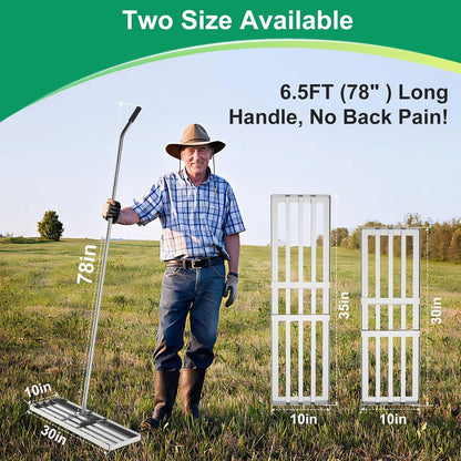 Lawn Leveling Rake, Lawn Leveler Tool with 6.5ft Handle Rakes, 304Stainless Steel Yard Leveling Rake, Heavy Duty Soil Leveling Rakes for Backyard, Garden, Farm, Pasture (35x10inch-6.5FT)