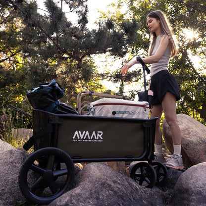400lbs Large Capacity Collapsible Wagon Cart,Folding Utility Heavy Duty,All Terrain Big Wheels for Garden Camping Sports Outdoor Shopping, Green