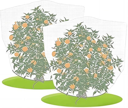 Agfabric 2 Pack Fruit Tree Netting Protection Bag with Drawstring,3.2x4.9 FT Garden Netting Insect Pest Barrier,Bird Netting Plant Covers for Vegetables Fruits Flower,White