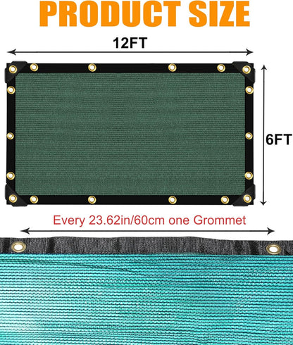 E.share 70% Shade Cloth for Garden, 12 Ft X 6 Ft Sun Shades Outdoor Patio with Grommets for Plant Covers,Porch Screen,Pergola Shade Cover,Greenhouse,Green