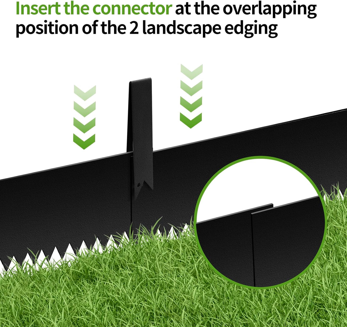 Landscape Edging 6-Pack, 40" L x 8" H Strips, Hammer-in Steel Garden Bed Metal Borders with 6 Clips, Bendable Metal Landscape Edging for Garden, Yard, Park, Lawn(Black, 40 Tooth)