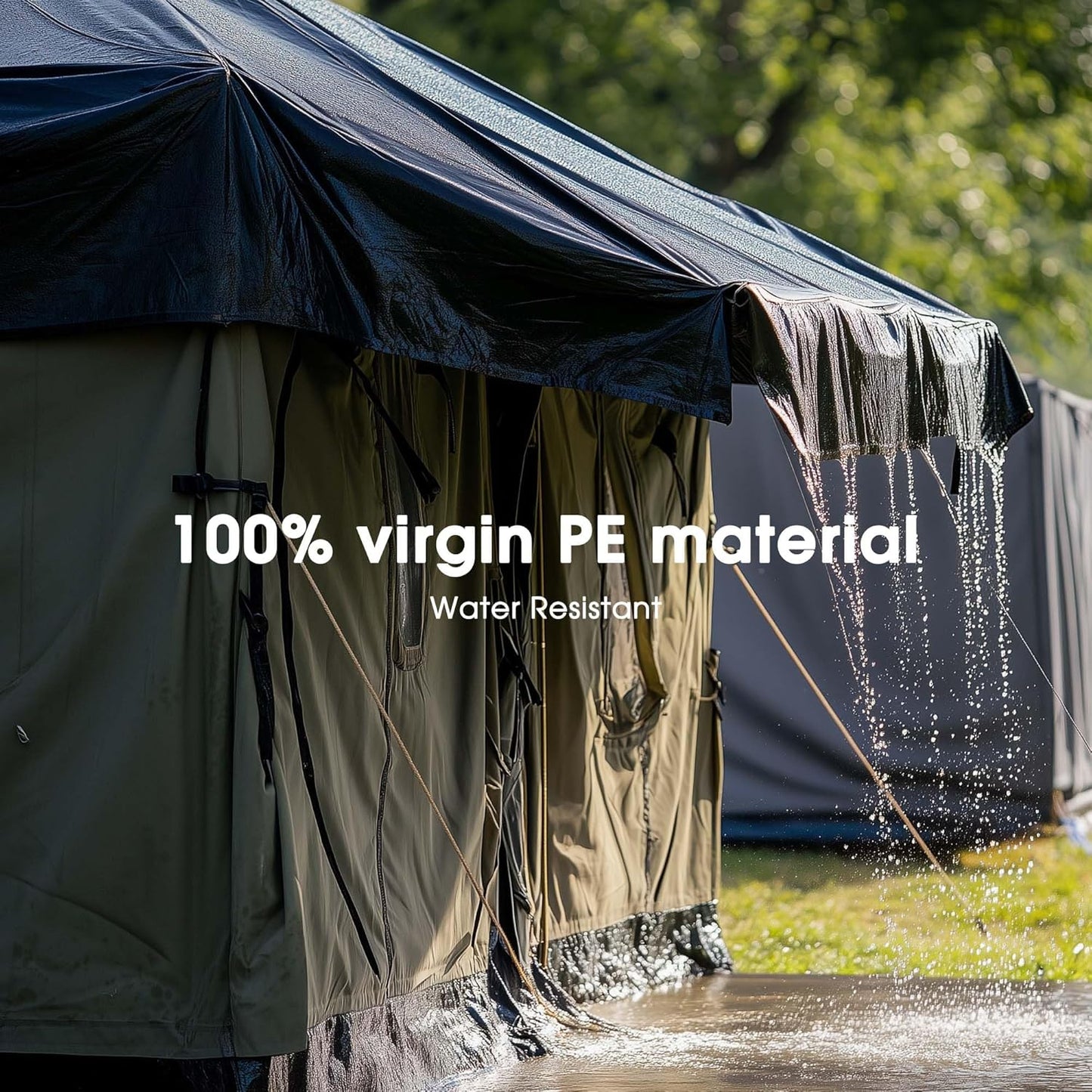 Yescom Tarp Heavy Duty Waterproof 14 Mil 18' x 24' Reinforced Poly Large Tarpaulin Ground Sheet Cover with Grommets for Outdoor Silver & Black