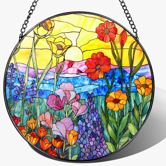 8-Inch Stained Glass Ornament, Stained Glass Window Hanging, Window Hanging Decor, Suncatcher Home