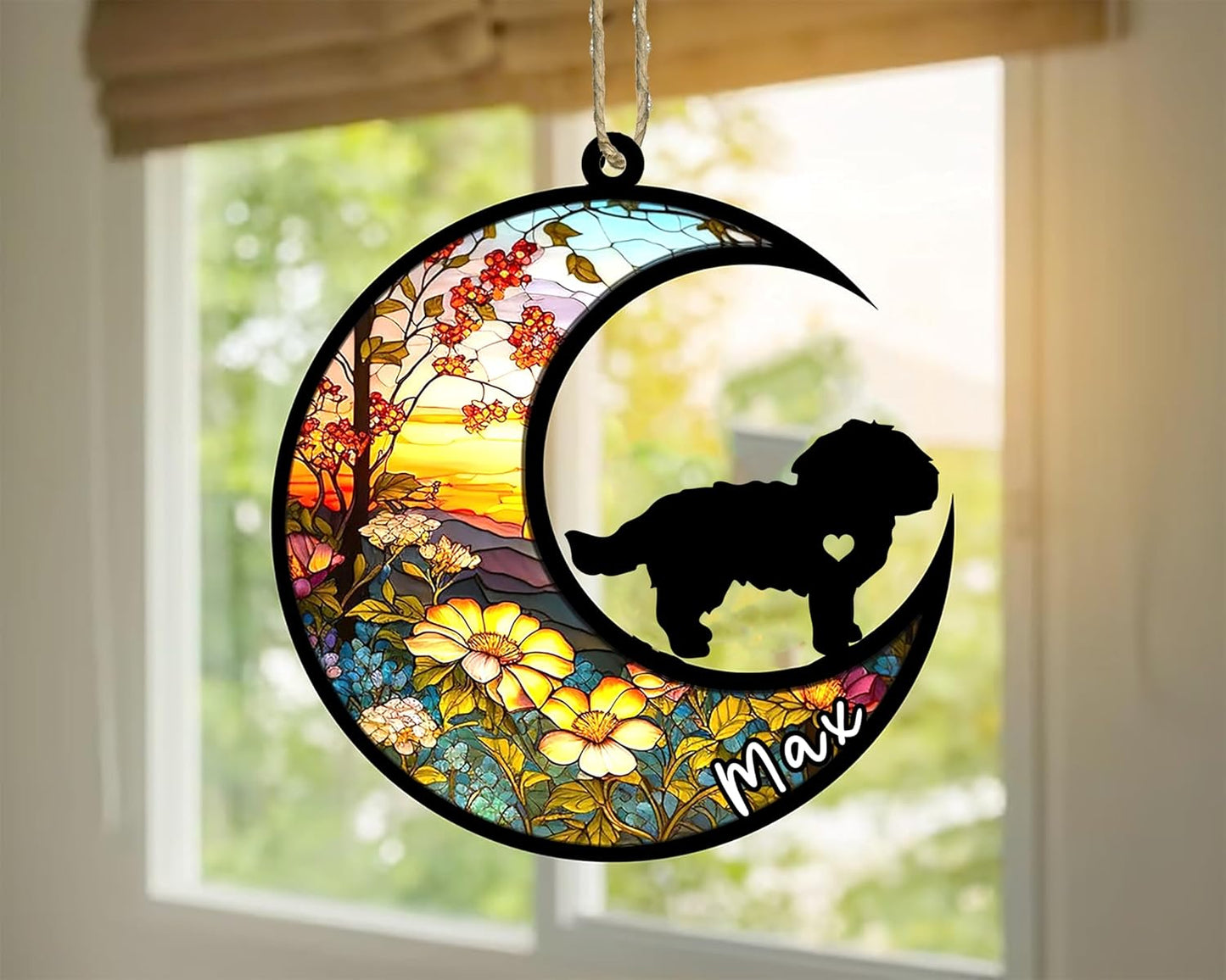 Personalized Dog Memorial, Custom Name Maltese Dog Christmas Ornament with Name, Custom Breeds, Pet Loss Light Catcher, Gifts for Lovers Loss of Pet Sympathy on Mothers Day Christmas