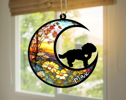 Personalized Dog Memorial, Custom Name Maltese Dog Christmas Ornament with Name, Custom Breeds, Pet Loss Light Catcher, Gifts for Lovers Loss of Pet Sympathy on Mothers Day Christmas