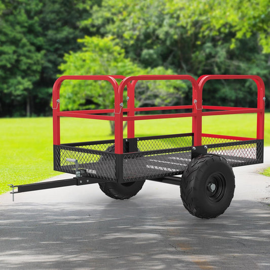 1700 LBS Steel ATV UTV Trailer Tow Behind Dump Cart, Heavy Duty Pull Behind Utility Dump Trailer