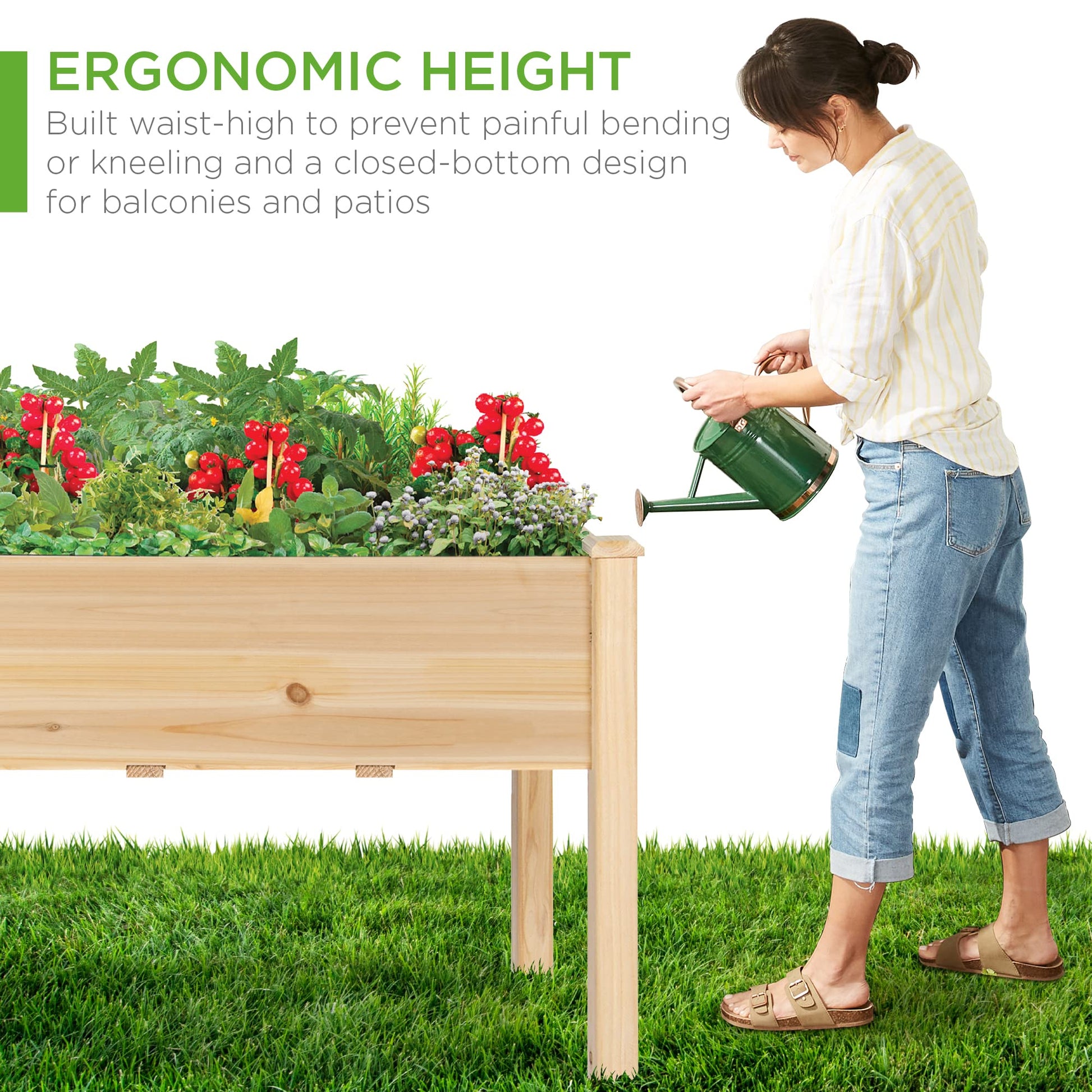 Best Choice Products 48 x 24 x 30 Inches Raised Garden Bed, Elevated Wood Planter Box Stand for