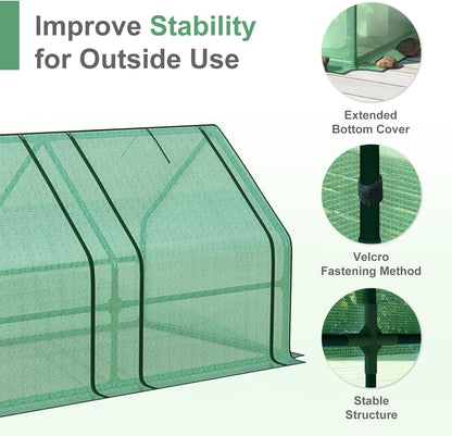Aoodor 6 x 3 x 3 ft Mini Greenhouse with 2 Zipper Doors, Water-Resistant, UV-Protected for Flowers, Vegetables, and Herbs, Includes 2 Covers